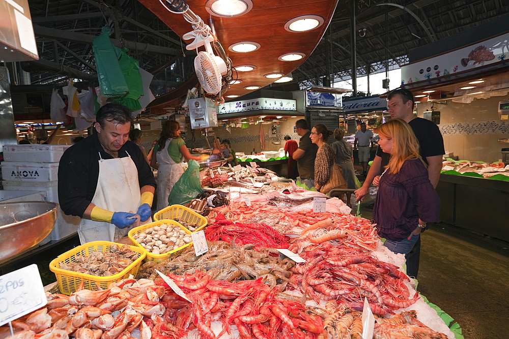 Fish Market at La Boqueria, Barcelona, Catalonia, Spain