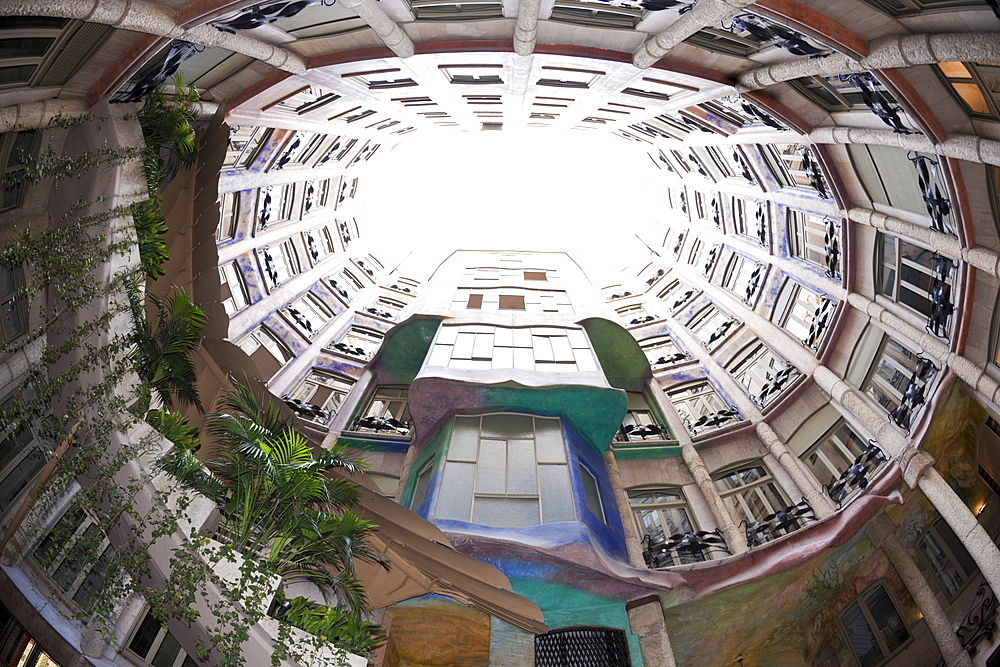 Casa Mila Atrium of Architect Antoni Gaudi, Barcelona, Catalonia, Spain