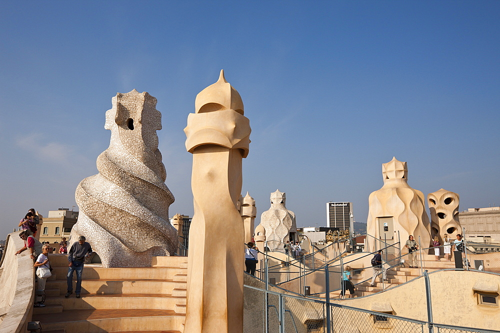 Casa Mila Rooftop of Architect Antoni Gaudi, Barcelona, Catalonia, Spain