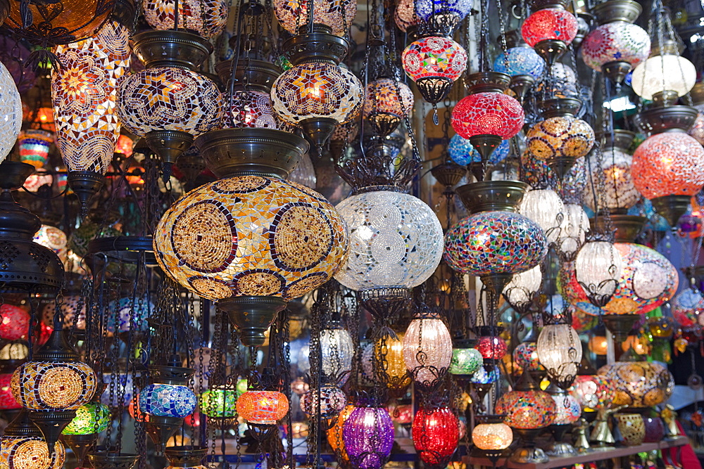 Colorful Lamps at Grand Bazaar Kapali Carsi, Istanbul, Turkey