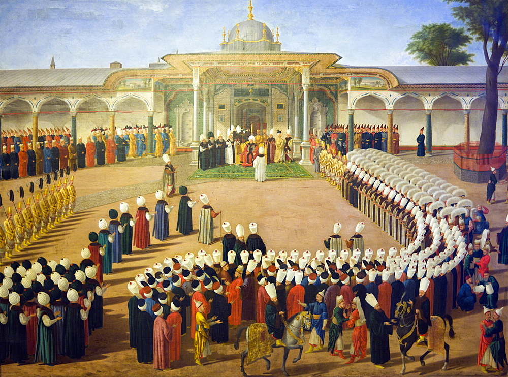 Reception at the Court of Sultan Selim III (1761-1807) at the Topkapi Palace, late 18th century, Istanbul, Turkey