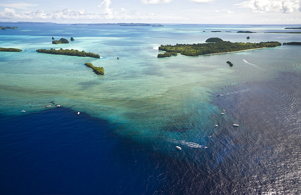 Aerial View of Divespot Blue Corner, Micronesia, Palau