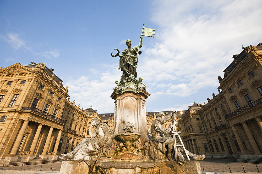 Franconia Fountain at Residence of Wuerzburg, Wuerzburg, Franconia, Bavaria, Germany