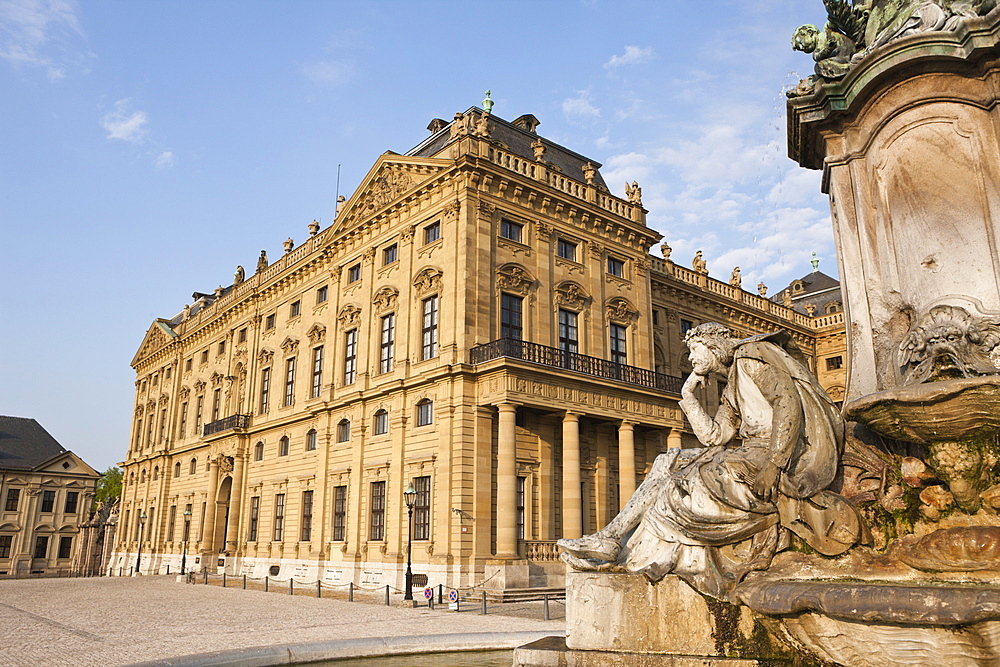 Residence of Wuerzburg with Franconia Fountain, Wuerzburg, Franconia, Bavaria, Germany