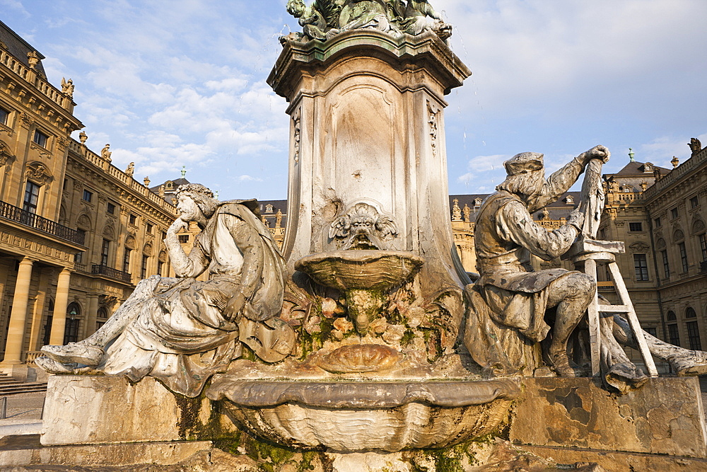 Franconia Fountain at Residence of Wuerzburg, Wuerzburg, Franconia, Bavaria, Germany