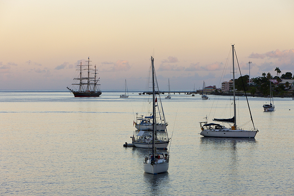 Boats in Harbour of Roseau, Caribbean Sea, Dominica