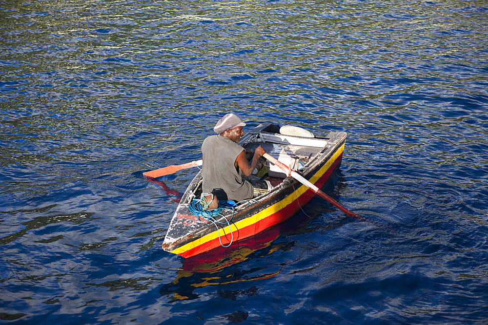 Fisherman in Boat, Caribbean Sea, Dominica