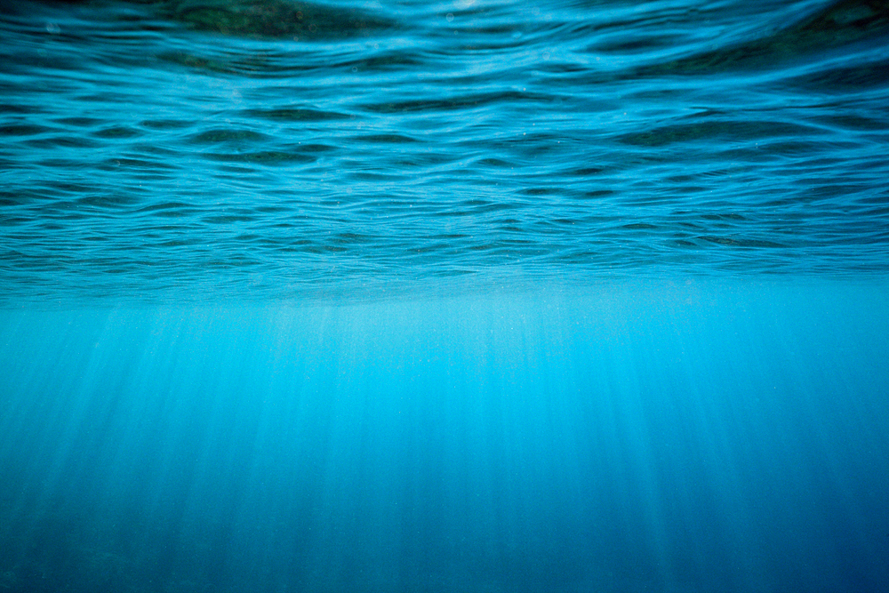 Sunbeams filtering through Water Surface, Caribbean Sea, Dominica