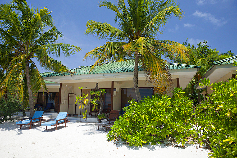 Bungalows of Eriyadu Island, North Male Atoll, Maldives