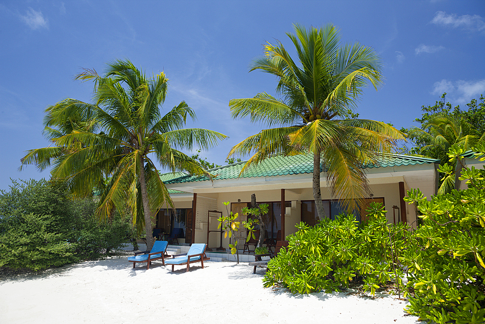 Bungalows of Eriyadu Island, North Male Atoll, Maldives