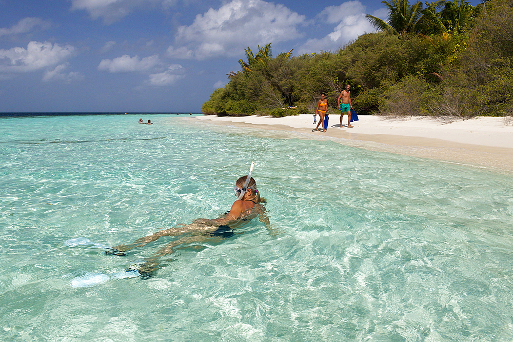 Snorkeling in Lagoon of Eriyadu Island, North Male Atoll, Maldives