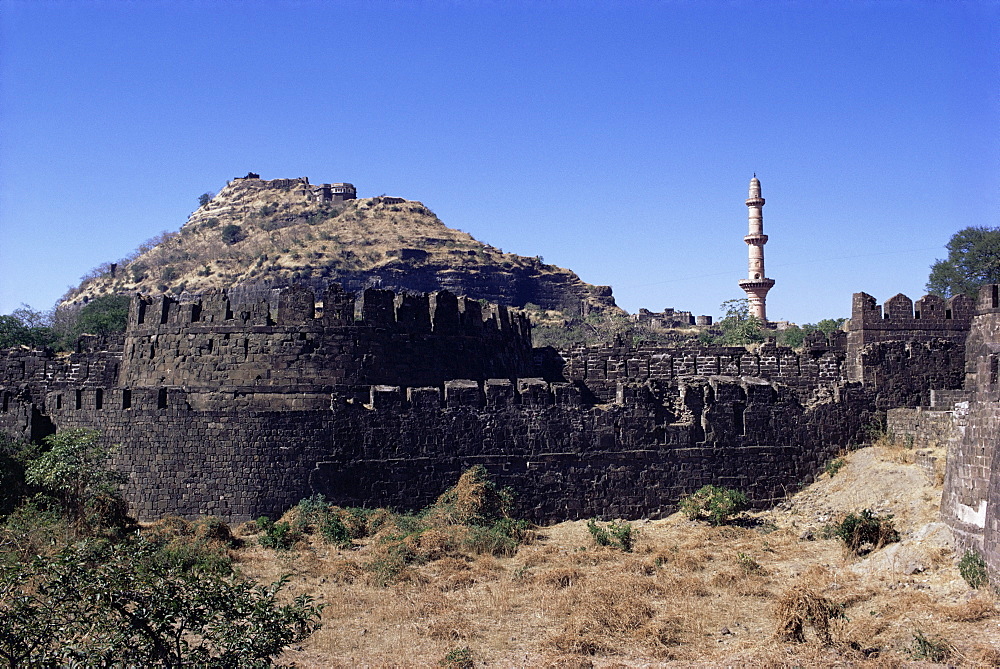 Daulatabad Fort and Chand Minar near Aurangabad, Maharashtra state, India, Asia