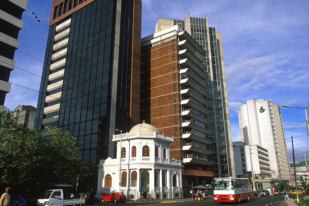 Ecuador's capital and second largest city skyscrapers in Quito's New Town area along Avenue Patria the banking and tourism area, Quito, Ecuador