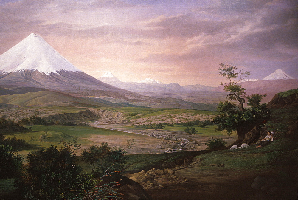 Paisaje' view of the Avenue of the Volcanoes by Rafael Troya Ibarra, from the collection of the Banco Central de Ecuador, Quito, Ecuador