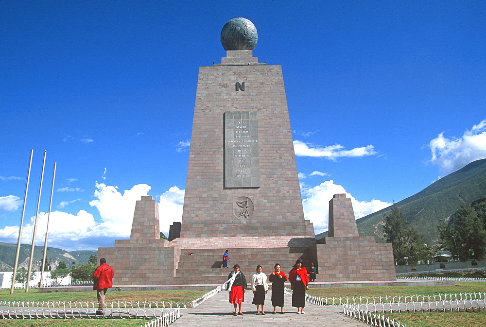 La Mitad del Mundo or Equator Monument, the line at latitude 0, that runs across Ecuador and from which the country gets its name, North of Quito, Ecuador