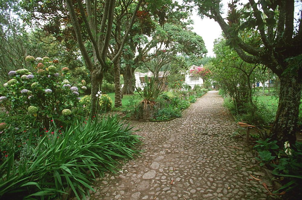 Hacienda Cusin, one of the best hosterias in Ecuador, on Laguna San Pablo, near Otavalo originally a hacienda dating from the 1600's, Highlands North of Quito, Ecuador