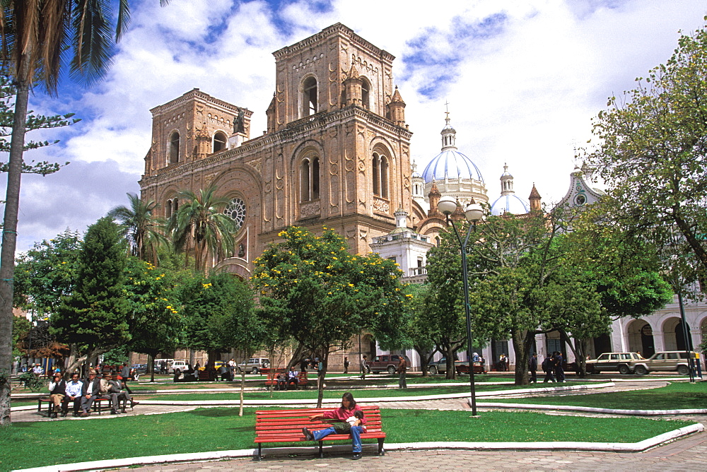 Cuenca World Heritage City & Ecuador's third largest city, famous for its colonial architecture Cathedral and activity in Calderon Park, Highlands, Ecuador