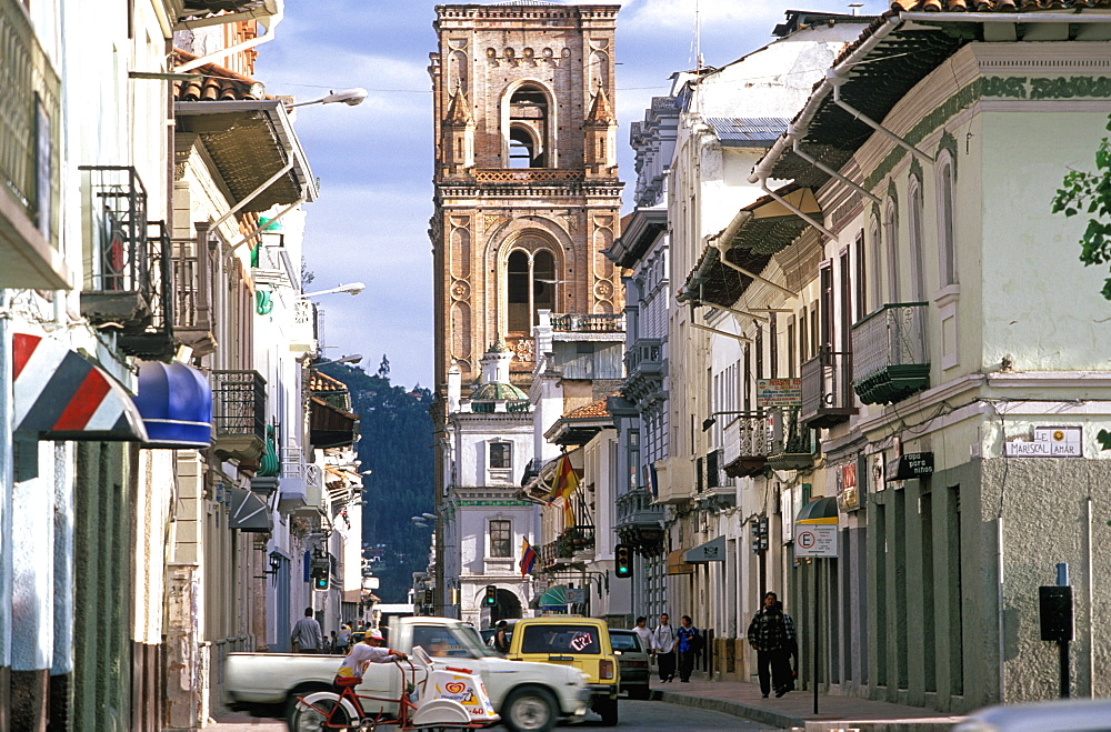 Cuenca World Heritage City & Ecuador's third largest city, famous for its colonial architecture Cathedral Tower and colonial buildings, Highlands, Ecuador