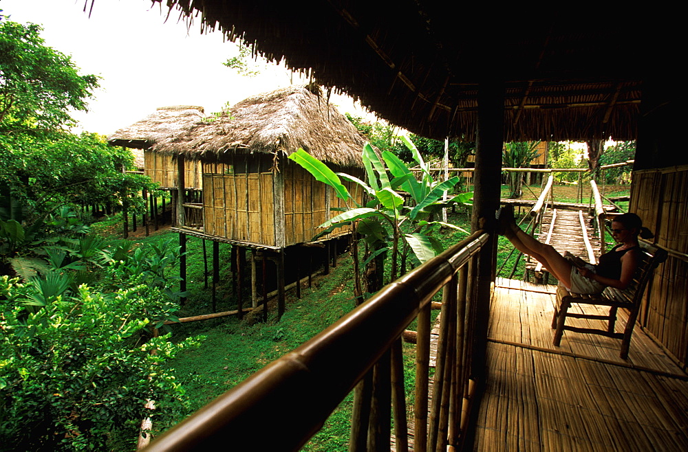 Amazon Basin, Napo River (tributary) La Selva Jungle Lodge individual cabanas surrounded by rainforest, Amazon, Ecuador