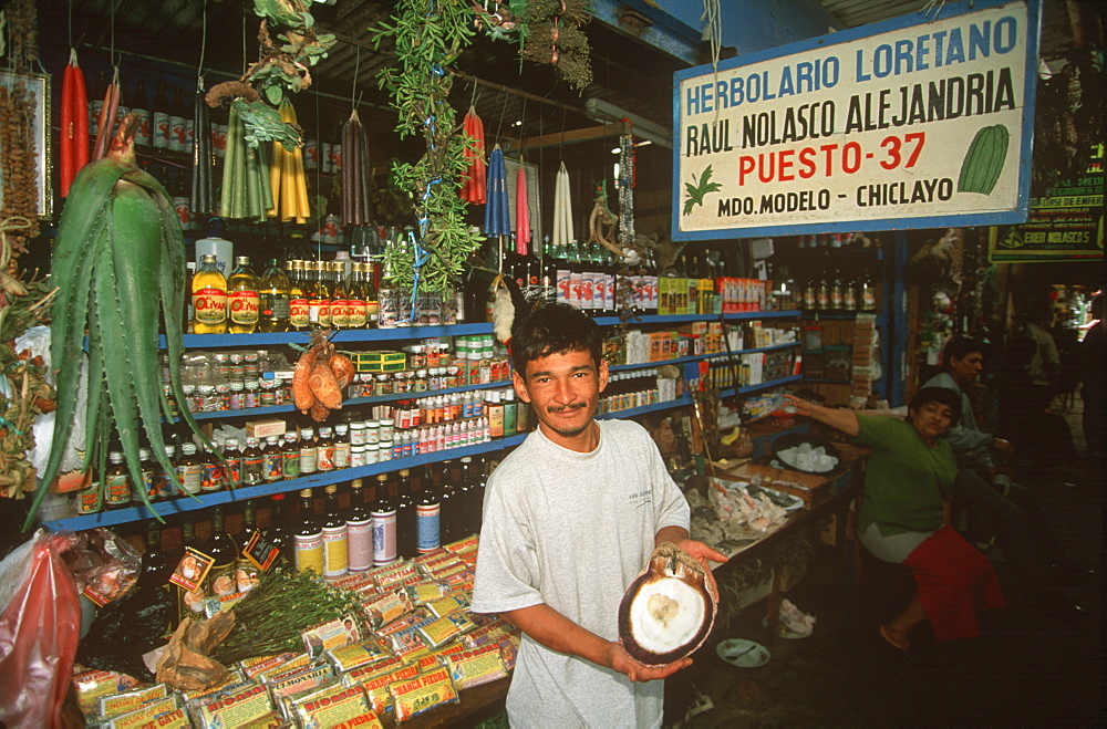 The Mercado de Brujos or Witchcraft Market is one of the largest in S America with many choices of herbal medicines, potions & charms, North Coast, Peru