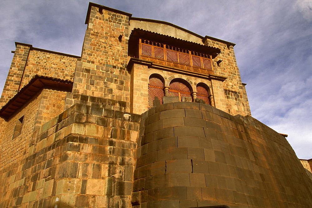 The Coricancha or Inca Sun Temple once the Empire's richest temple, now the foundation for the colonial church of Santo Domingo, Cuzco, Highlands, Peru