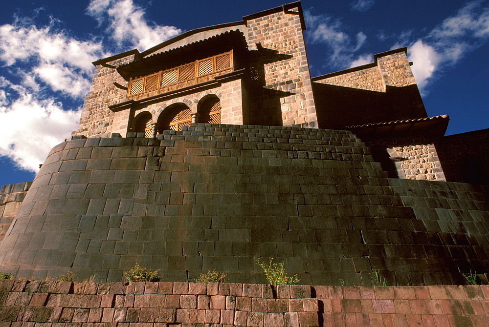 Coricancha or Sun Temple, as most sacred of Inca temples it was covered in gold and is now the foundation of Santo Domingo Church, Cuzco, Peru