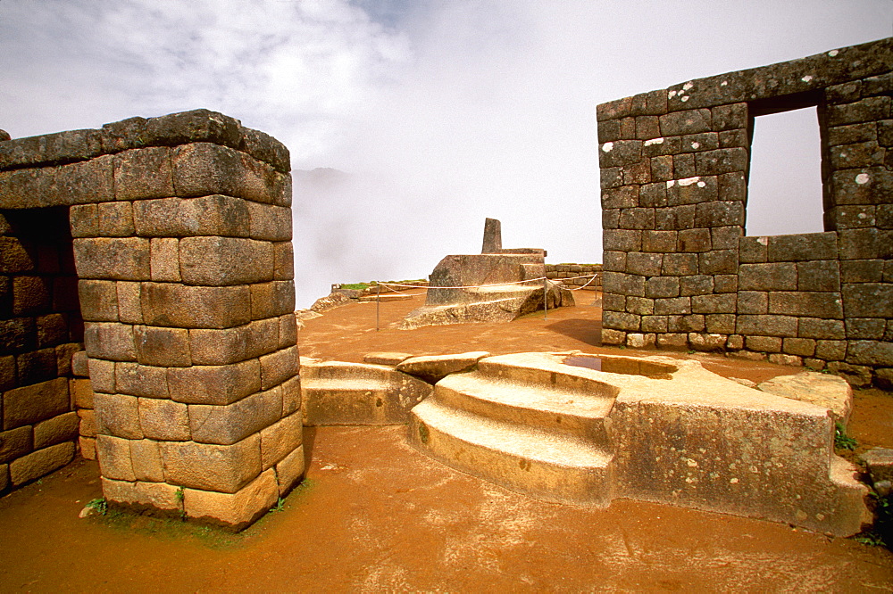 Machu Picchu the Intihuatana, site's most sacred shrine and was used to tell the time of year, Highlands, Peru