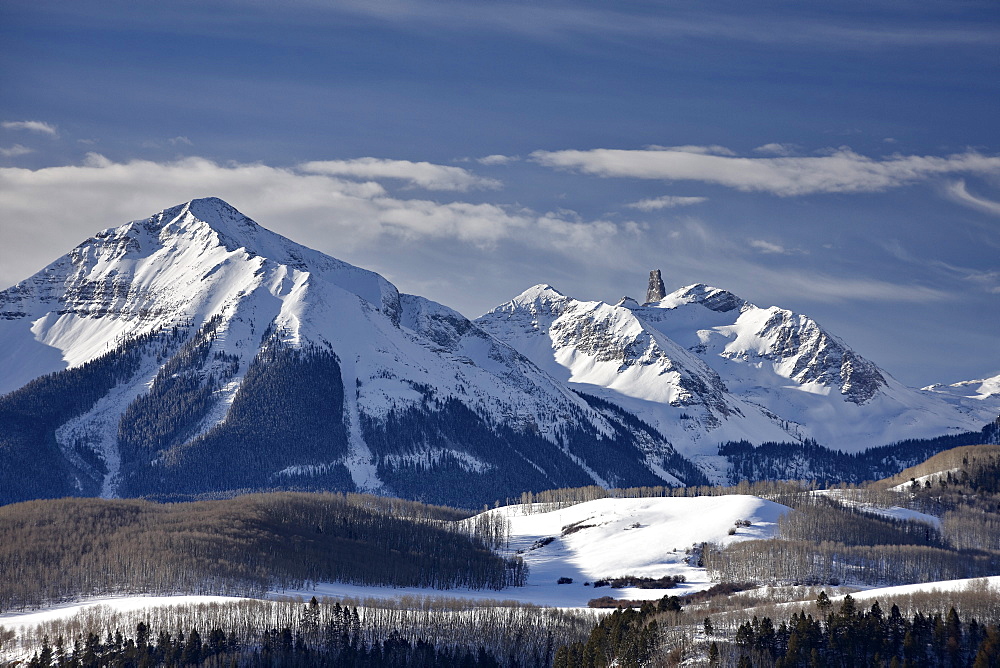 Lizard Head in the winter, Uncompahgre National Forest, Colorado, United States of America, North America