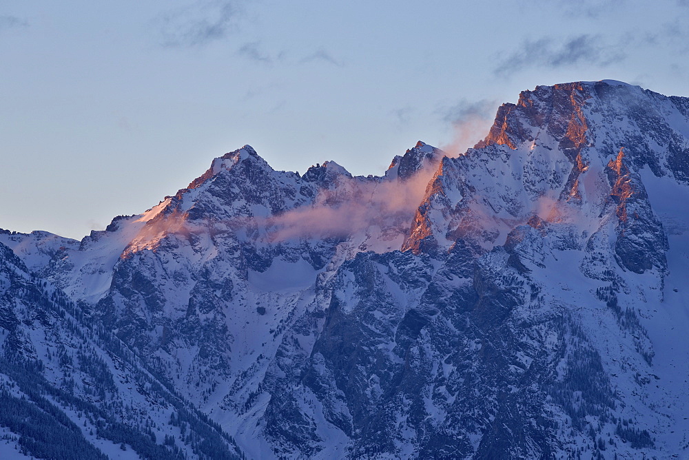 Pink clouds along the Teton Range at sunset, Grand Teton National Park, Wyoming, United States of America, North America 