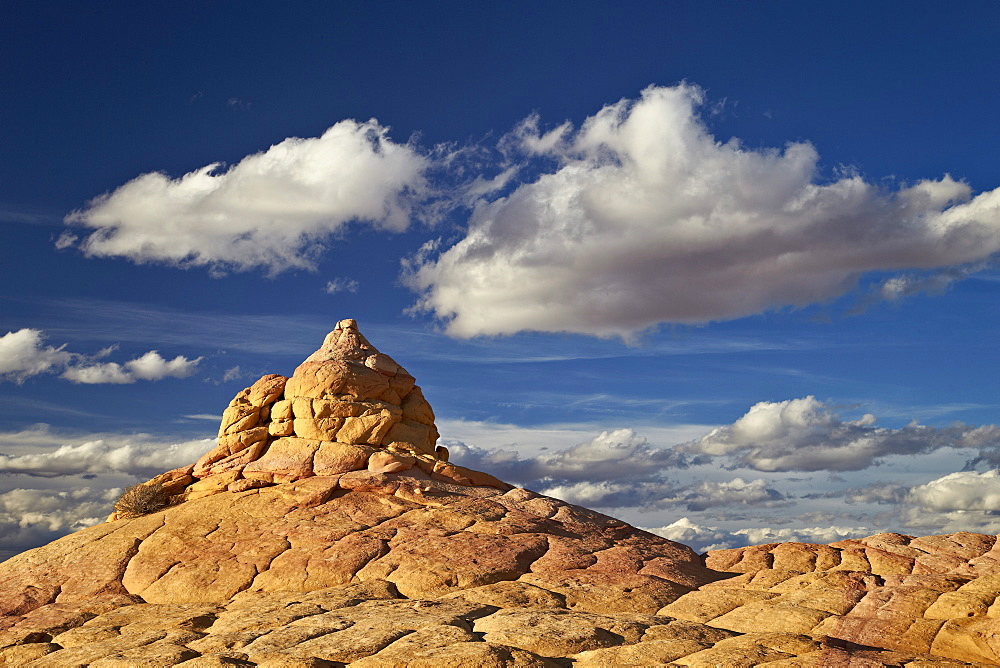 Sandstone formation under clouds, Coyote Buttes Wilderness, Vermillion Cliffs National Monument, Arizona, United States of America, North America 