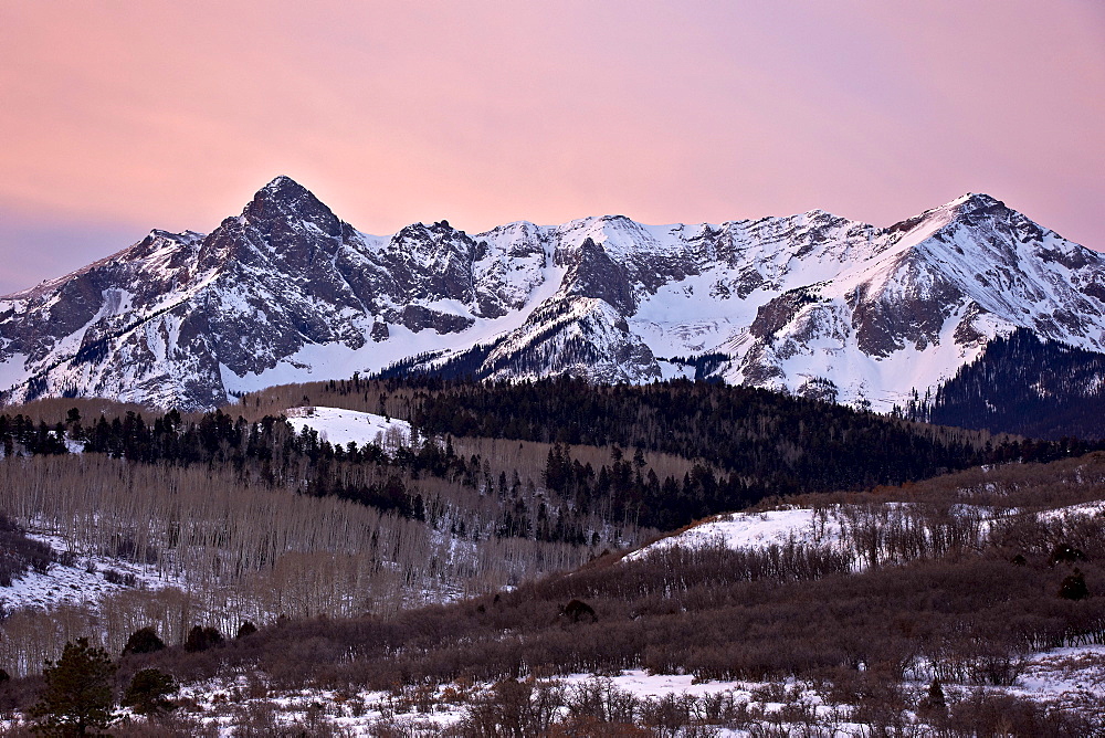 Mears Peak and the Sneffels Range in the winter, Uncompahgre National Forest, Colorado, United States of America, North America 