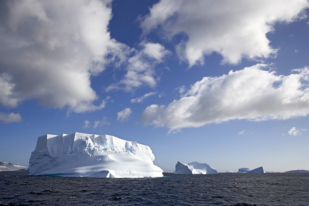 Icebergs and clouds at Laurie Island, South Orkney Islands, Polar Regions