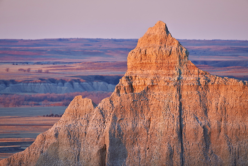 Badlands at dawn, Badlands National Park, South Dakota, United States of America, North America