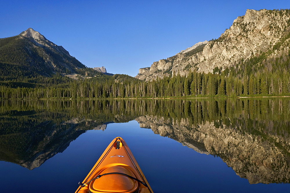 Pettit Lake while kayaking, Sawtooth National Recreation Area, Idaho, United States of America, North America