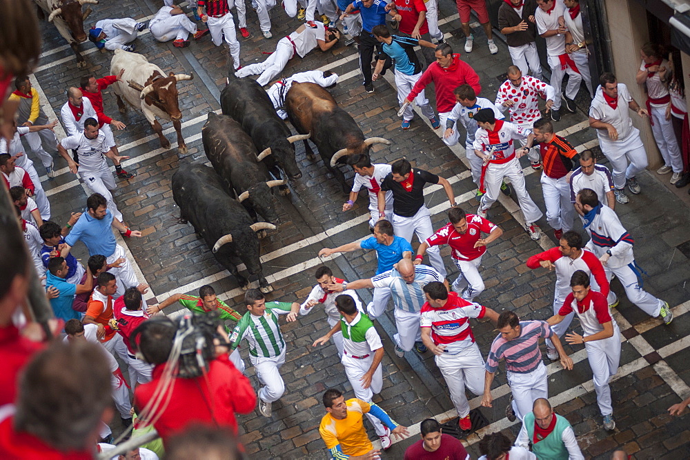 Running of the Bulls, Festival of San Fermin, Pamplona, Navarra, Spain, Europe