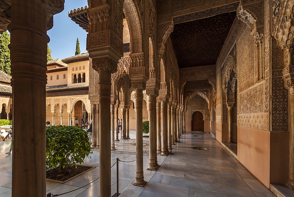 Court of the Lions, Alhambra, UNESCO World Heritage Site, Granada, province of Granada, Andalusia, Spain, Europe