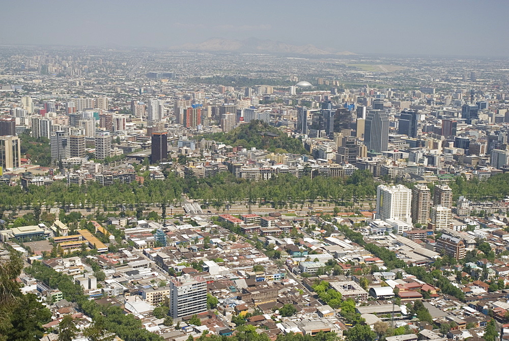 View from Cerro San Cristobal, Santiago, Chile, South America