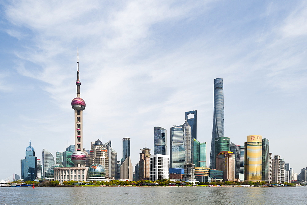 Pudong Skyline from the Bund, Shanghai, China, Asia