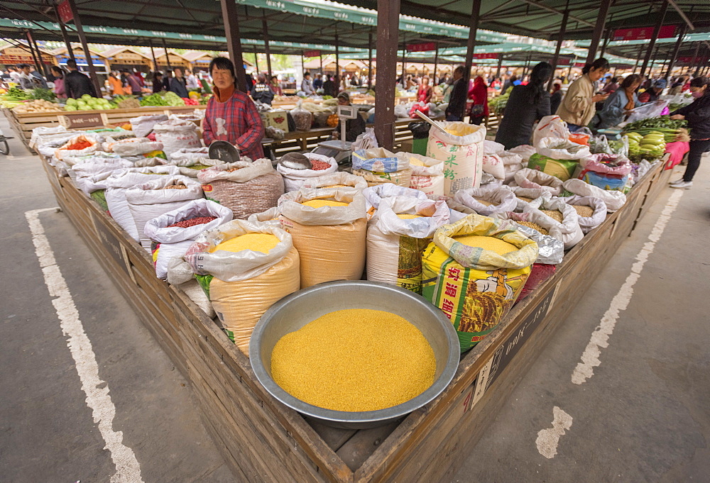 Market, Hancheng, Shaanxi Province, China, Asia