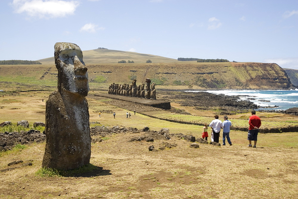 Walking moai, Ahu Tongariki, UNESCO World Heritage Site, Easter Island (Rapa Nui), Chile, South America