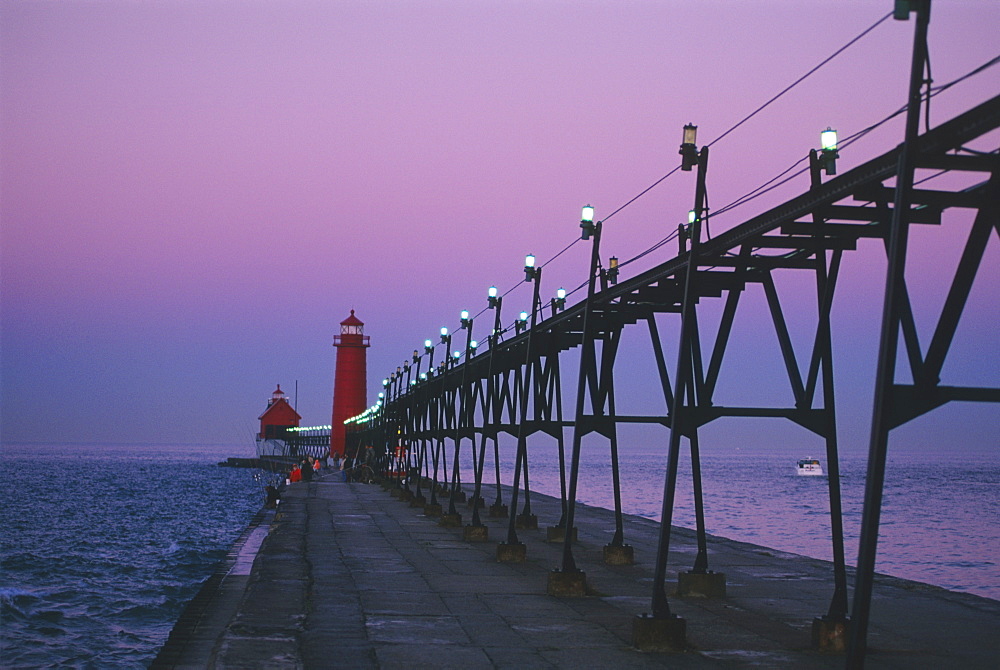 Grand Haven Lighthouse on Lake Michigan, Grand Haven, Michigan, United States of America, North America