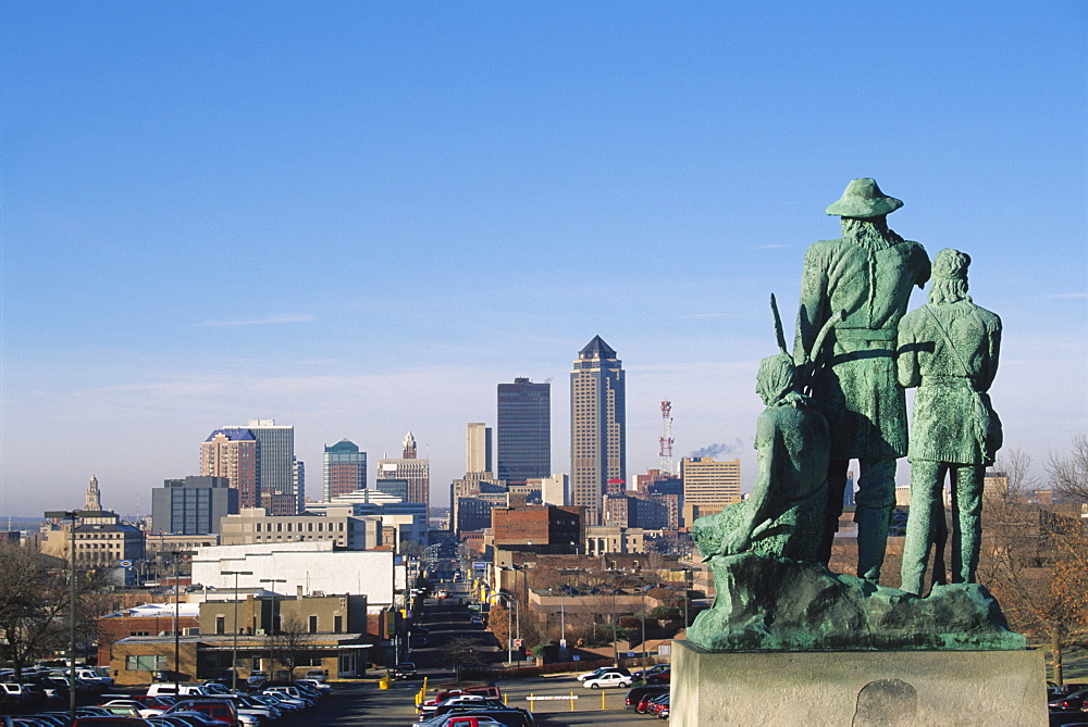 View of Downtown from State Capitol, Des Moines, Iowa, United States of America, North America