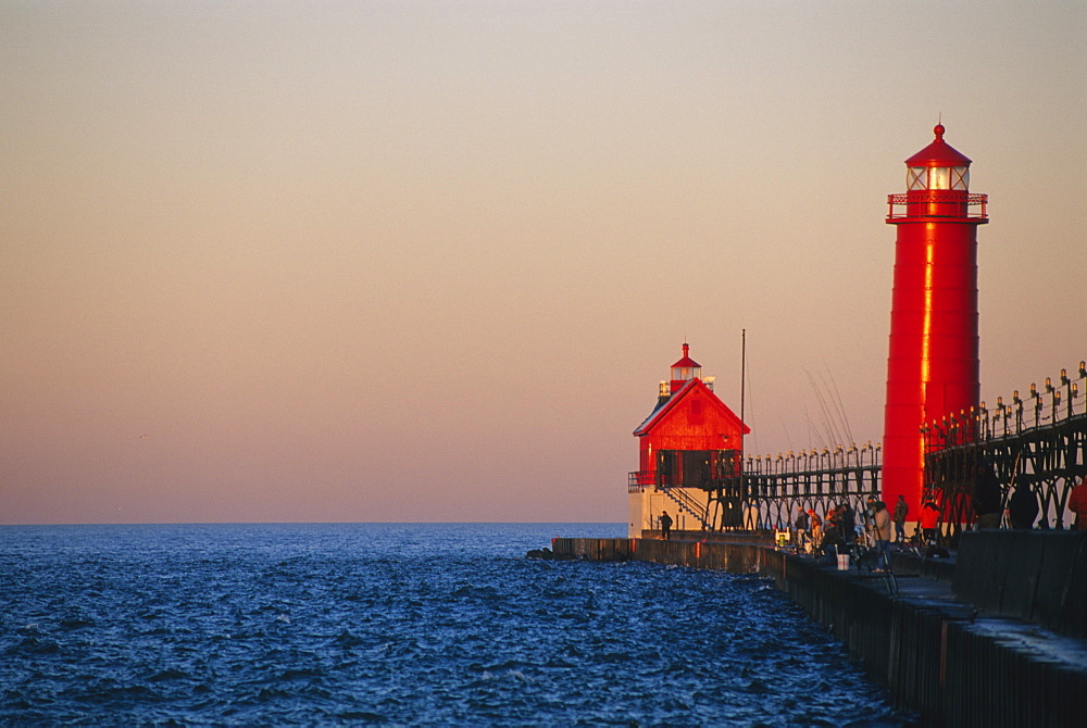 Grand Haven Lighthouse on Lake Michigan, Grand Haven, Michigan, United States of America, North America