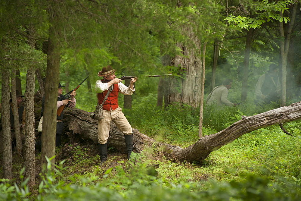 Black Jack Battlefield, Civil War Re-enactment, near Baldwin City, Kansas, United States of America, North America