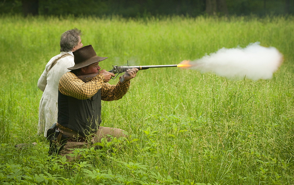 Black Jack Battlefield, Civil War Re-enactment, near Baldwin City, Kansas, United States of America, North America