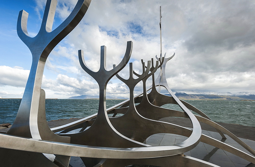 Solfar (Sun Voyager) sculpture by Jon Gunnar Arnason in Reykjavik, Iceland, Polar Regions