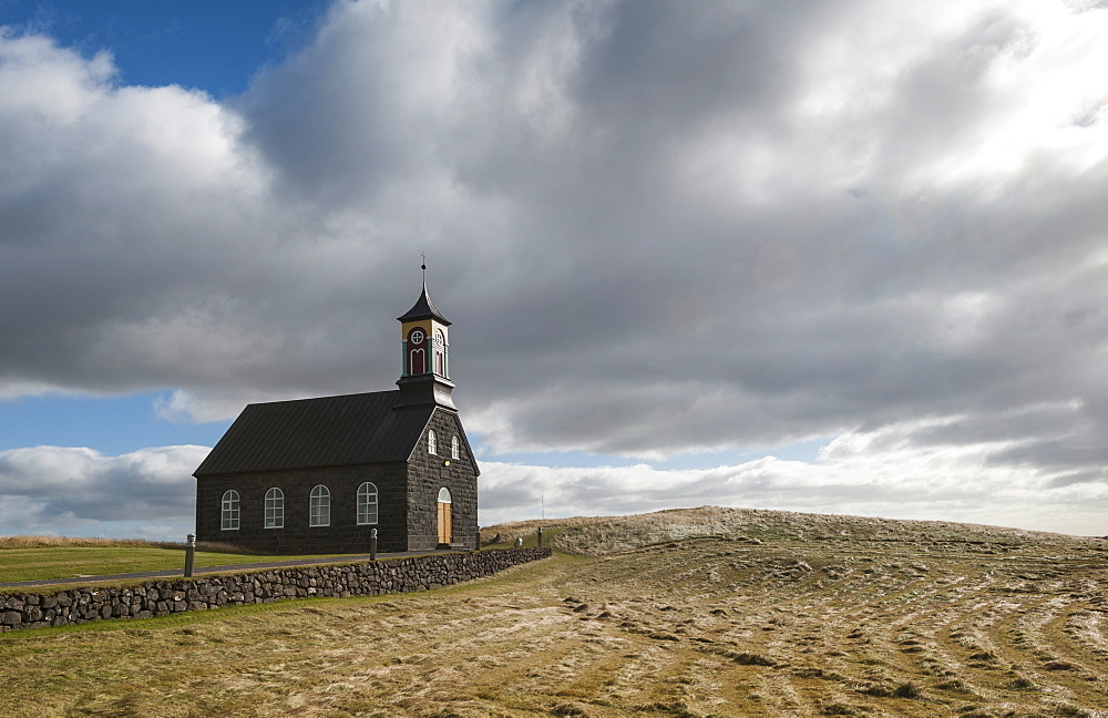 Hvalneskirkja stone church in Hvalnes, Reykjanes Peninsula, Iceland, Polar Regions 