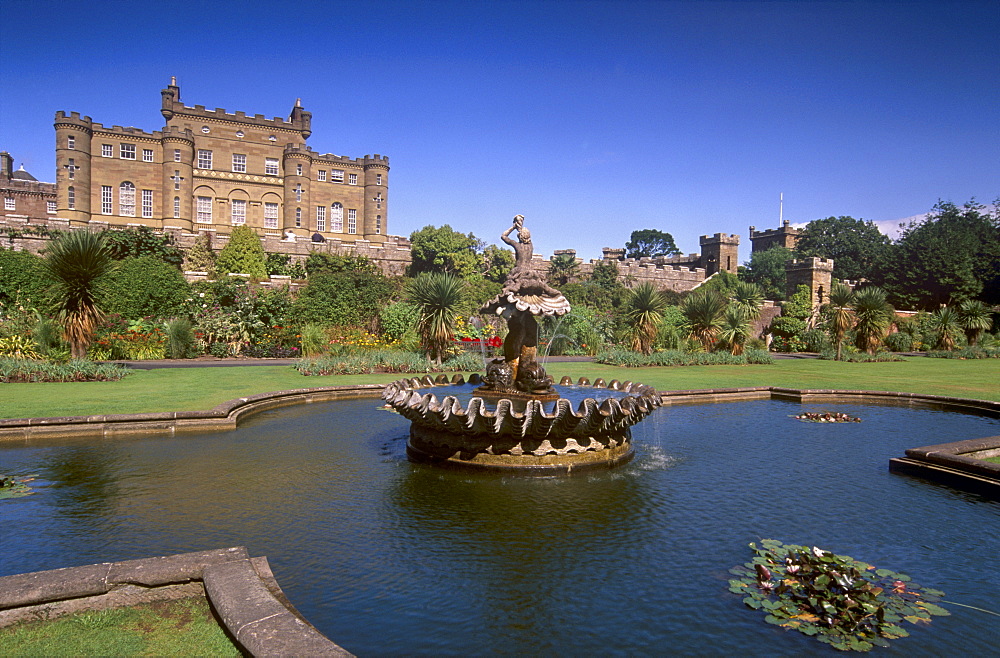 Culzean Castle dating from the 18th century, designed by Robert Adam, from the gardens, Ayrshire, Scotland, United Kingdom, Europe