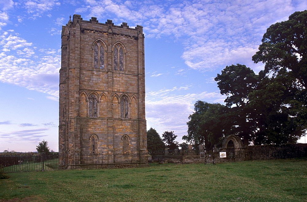 Bell tower of Cambuskenneth Abbey, founded in 1147 by David I, burial place of King James III, near Stirling, Scotland, United Kingdom, Europe