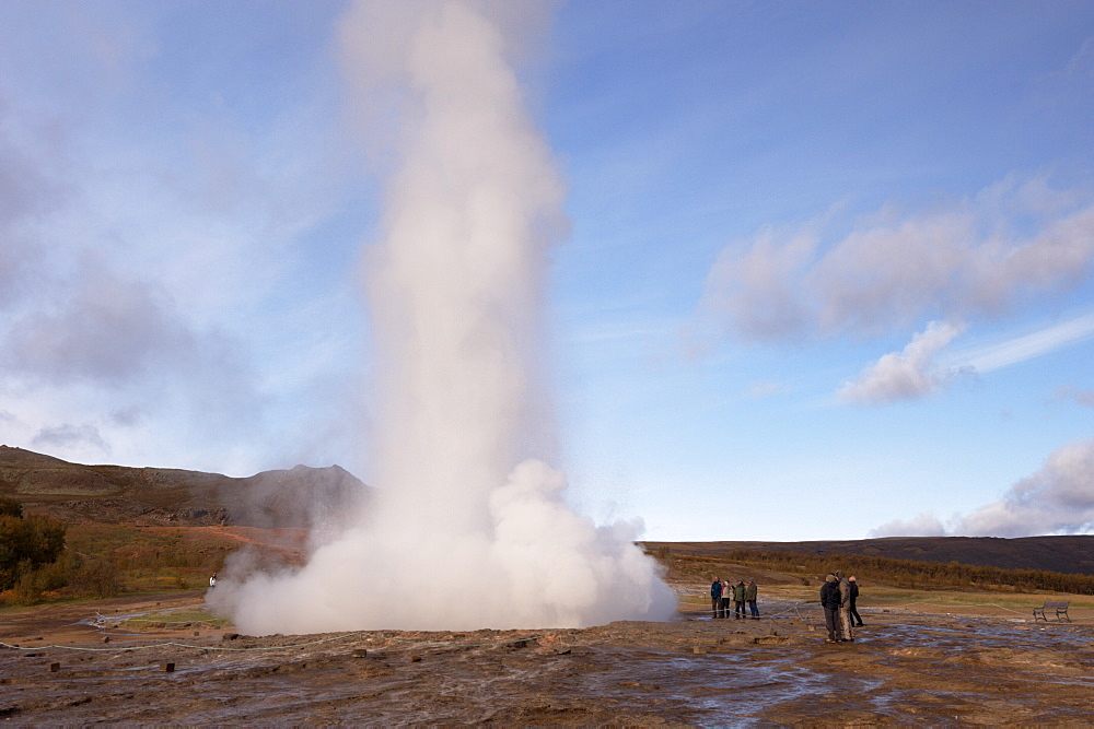 Strokkur (the Churn) erupts every 5-10 minutes to heights of up to 20 meters (70ft), Geysir, Golden Circle, Iceland, Polar Regions